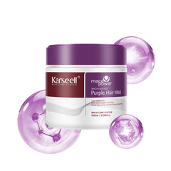 Karseell purple hair mask bottle highlights cool blonde tones for bleached hair.