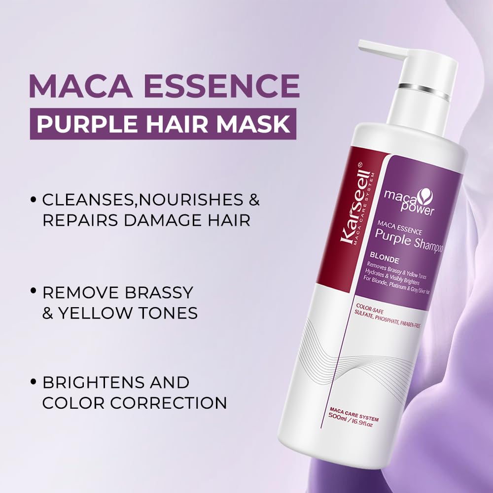Karseell purple shampoo lather on hair shows vivid cool-toned results without color change