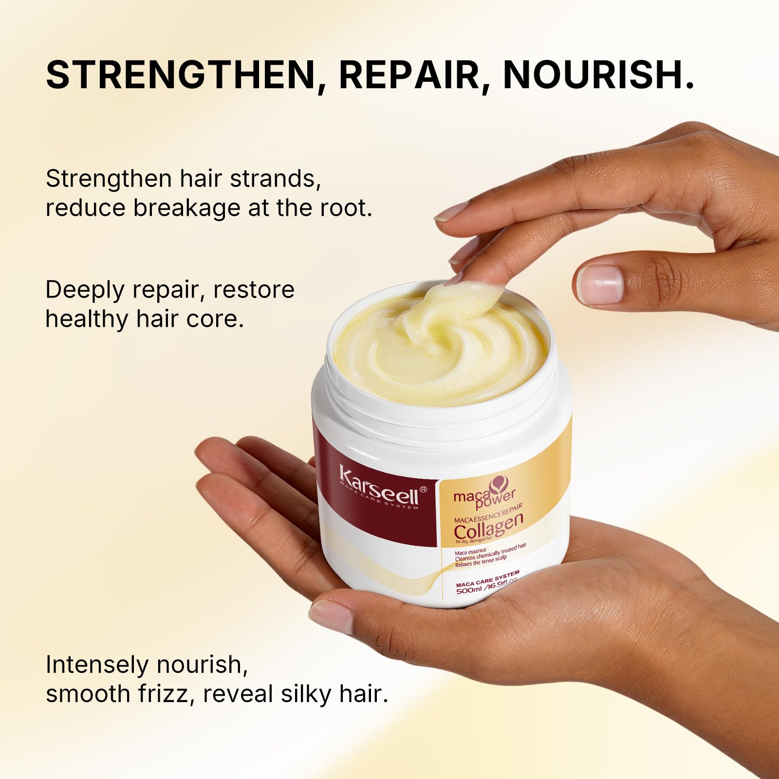 Karseell sulfate-free-paraben-free-label communicates clean, salon-grade conditioning.