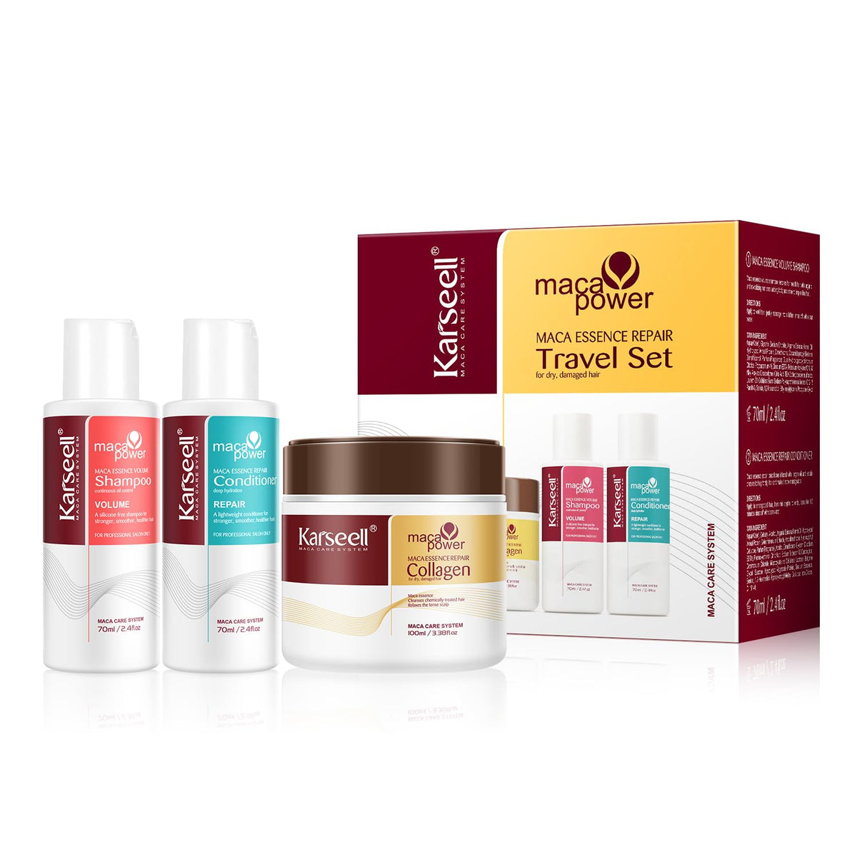 Karseell travel shampoo 70ml bottle for on-the-go cleansing.