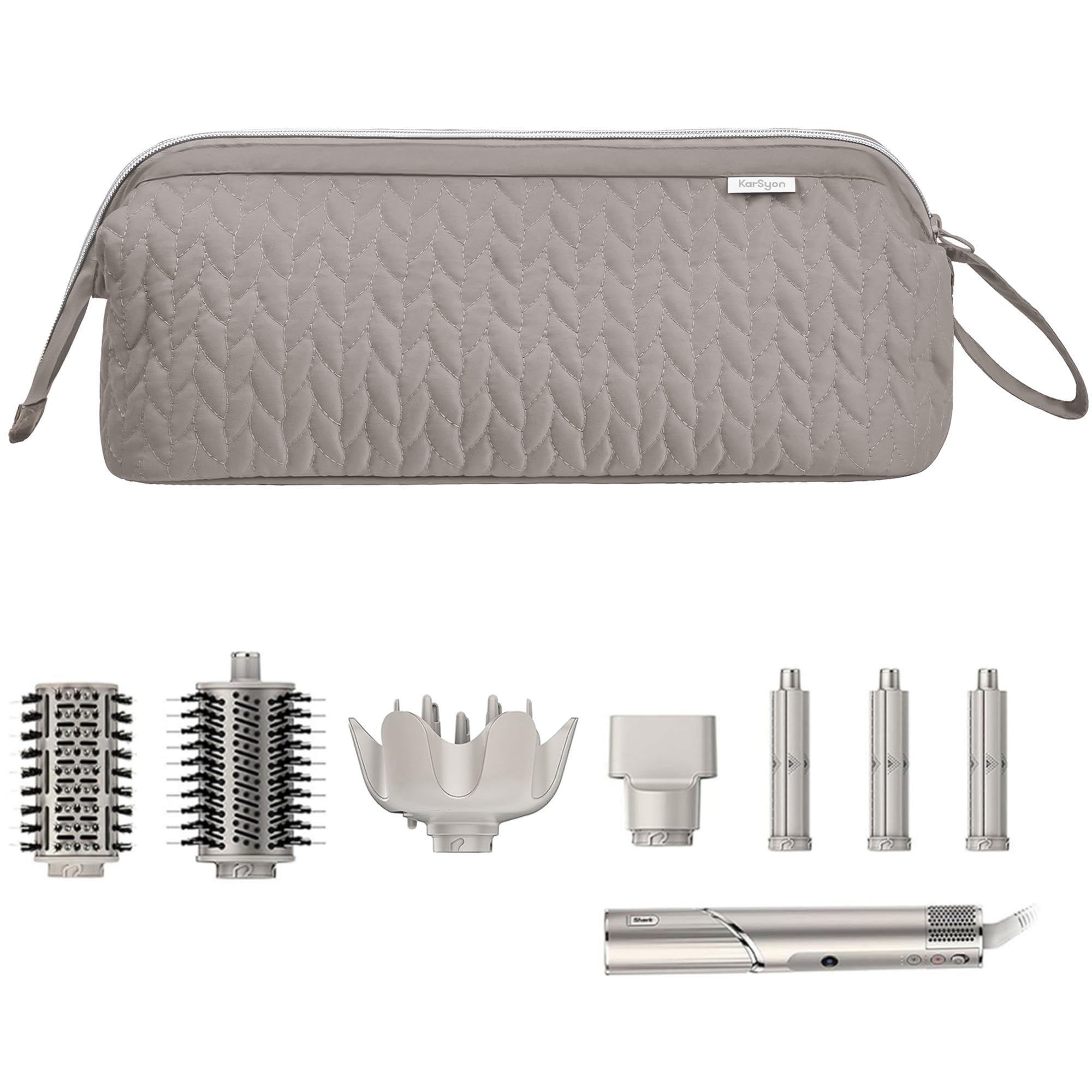 KarSyon Shark Flex Style Case camel front view protects travel-ready hair tools.