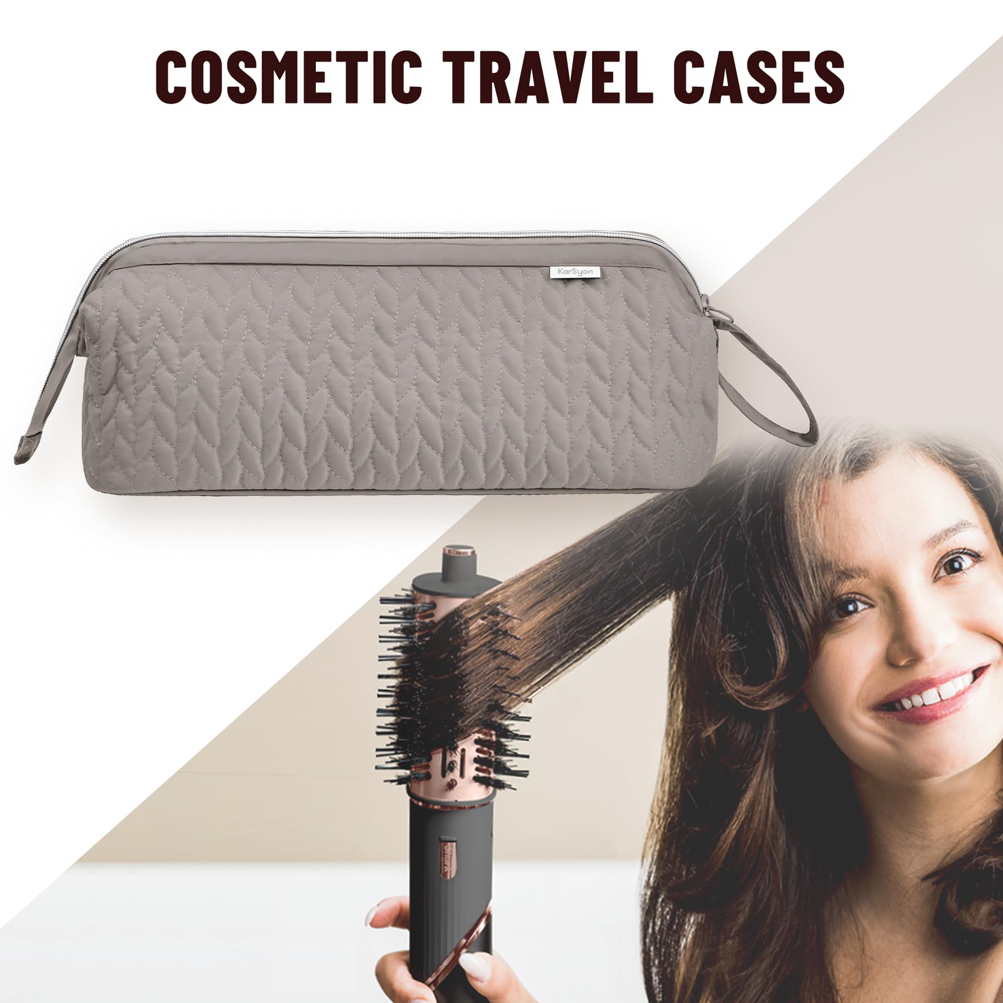 KarSyon Shark Flex Style Case camel organized styling tools on trips.