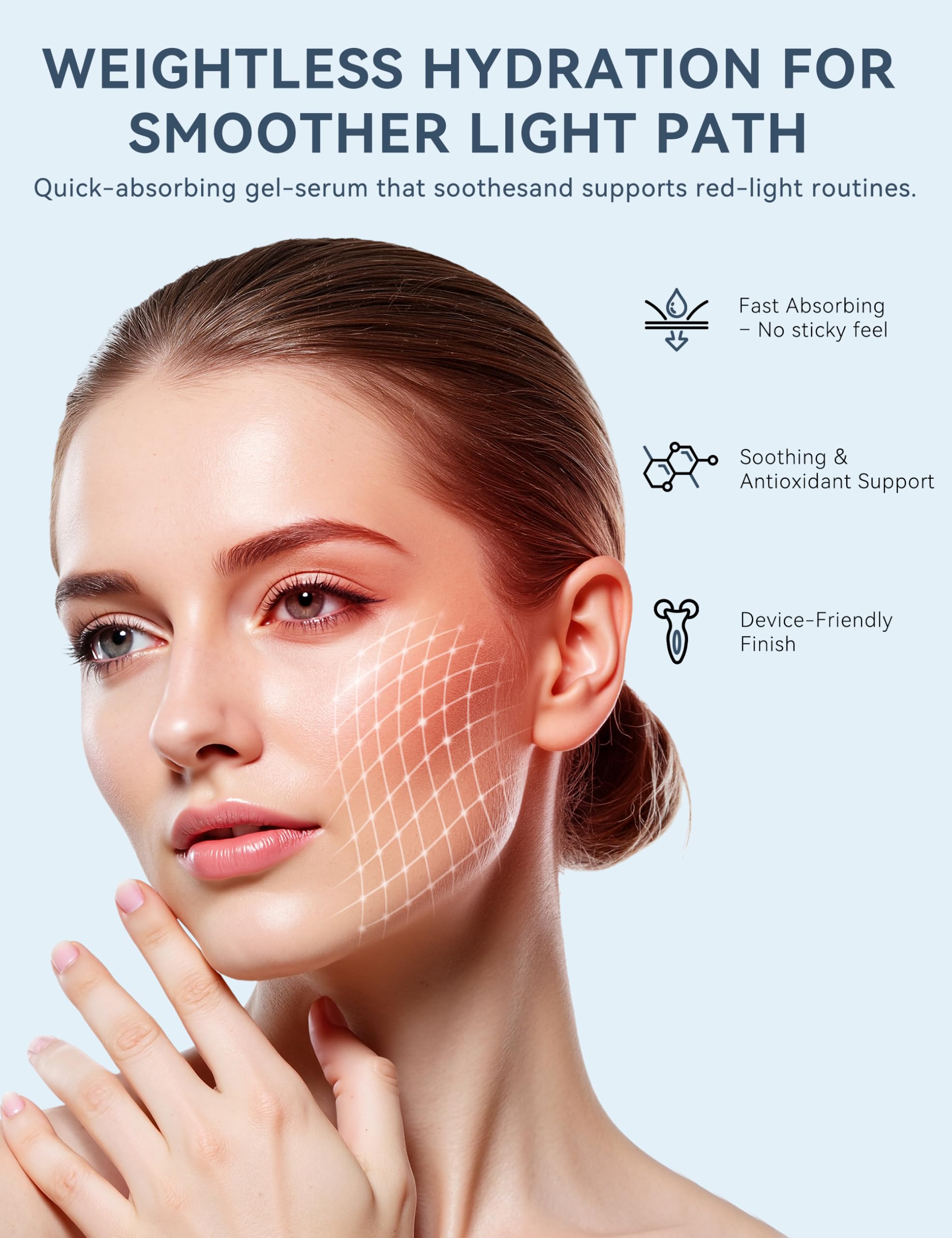 KARUNO Serum Activación Luz Roja, fórmula hidratante para la piel durante sesiones.