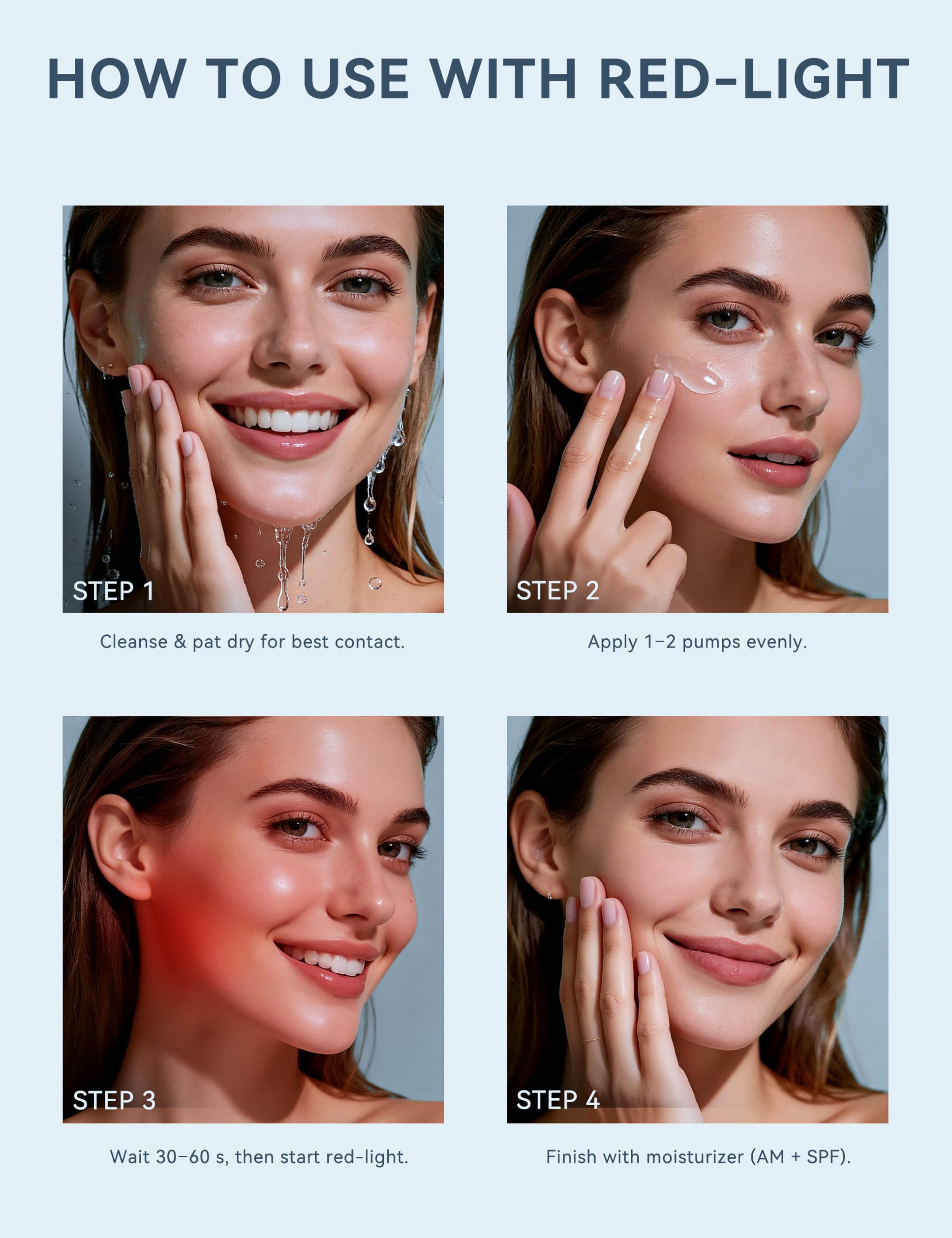 KARUNO Serum Activación Luz Roja, contiene ingredientes clave para nutrición facial.
