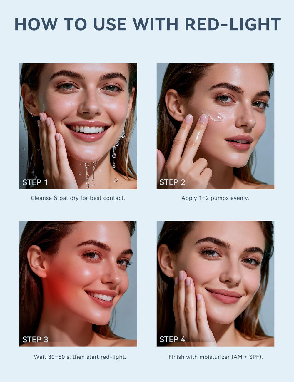 KARUNO Serum Activación Luz Roja, contiene ingredientes clave para nutrición facial.