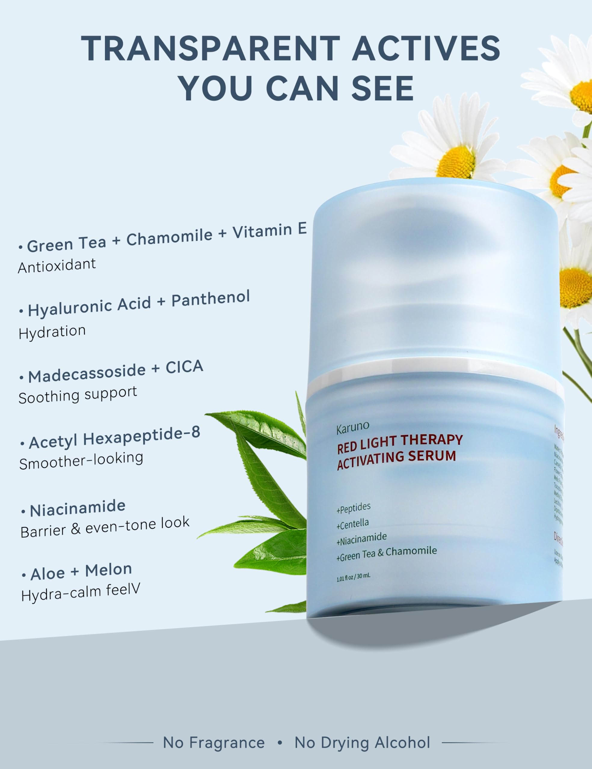 KARUNO Serum Activación Luz Roja, textura suave facilita el deslizamiento con dispositivos.