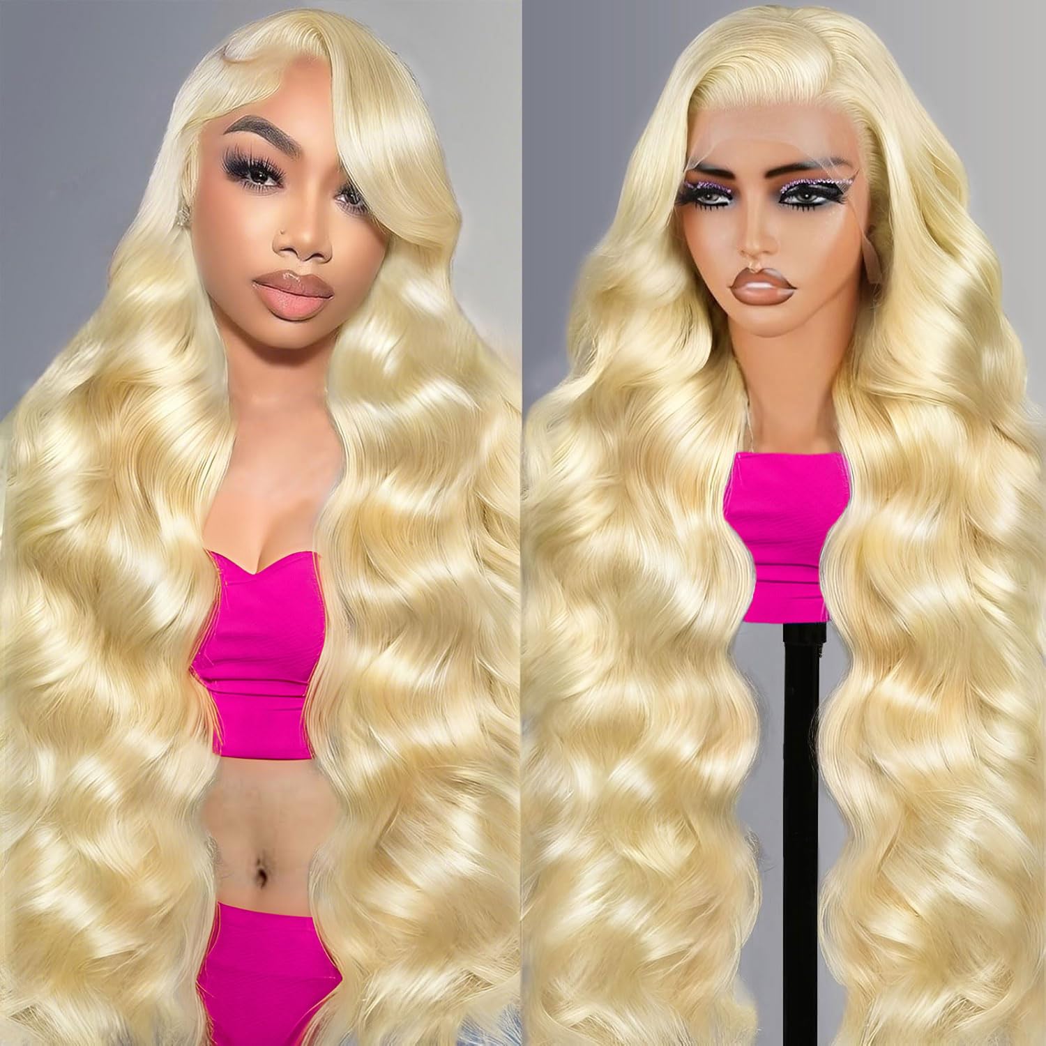 Kassamo 613 blonde lace front wig 30 inch body wave for versatile styling.
