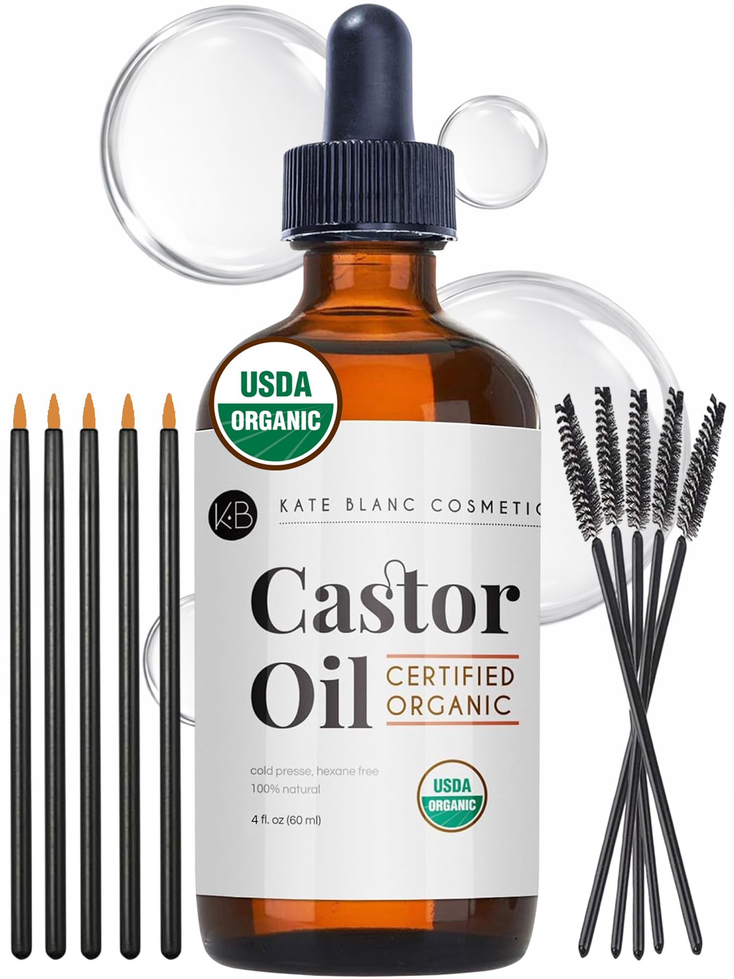 Kate Blanc Cosmeticos Aceite de Ricino Organico en botella 4oz para uso diario.