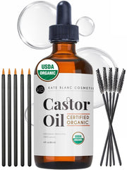 Kate Blanc Cosmeticos Aceite de Ricino Organico en botella 4oz para uso diario.