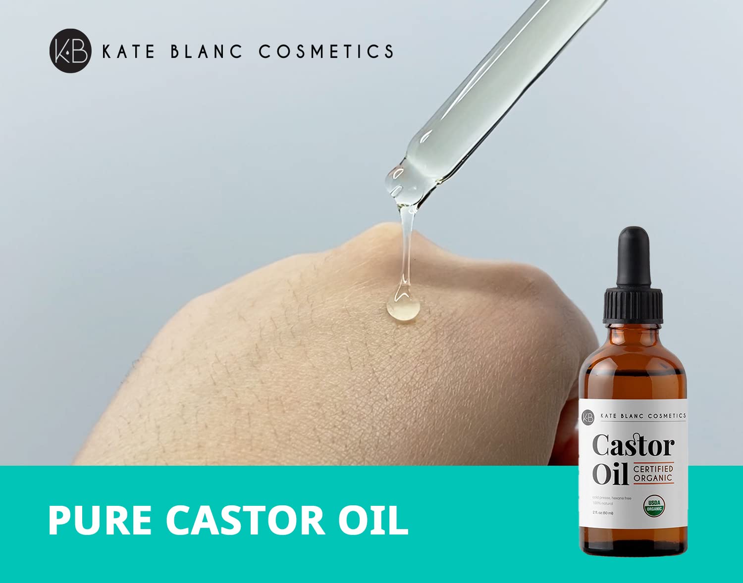 Kate Blanc Cosmetics castor oil, cold-pressed and third-party tested for quality
