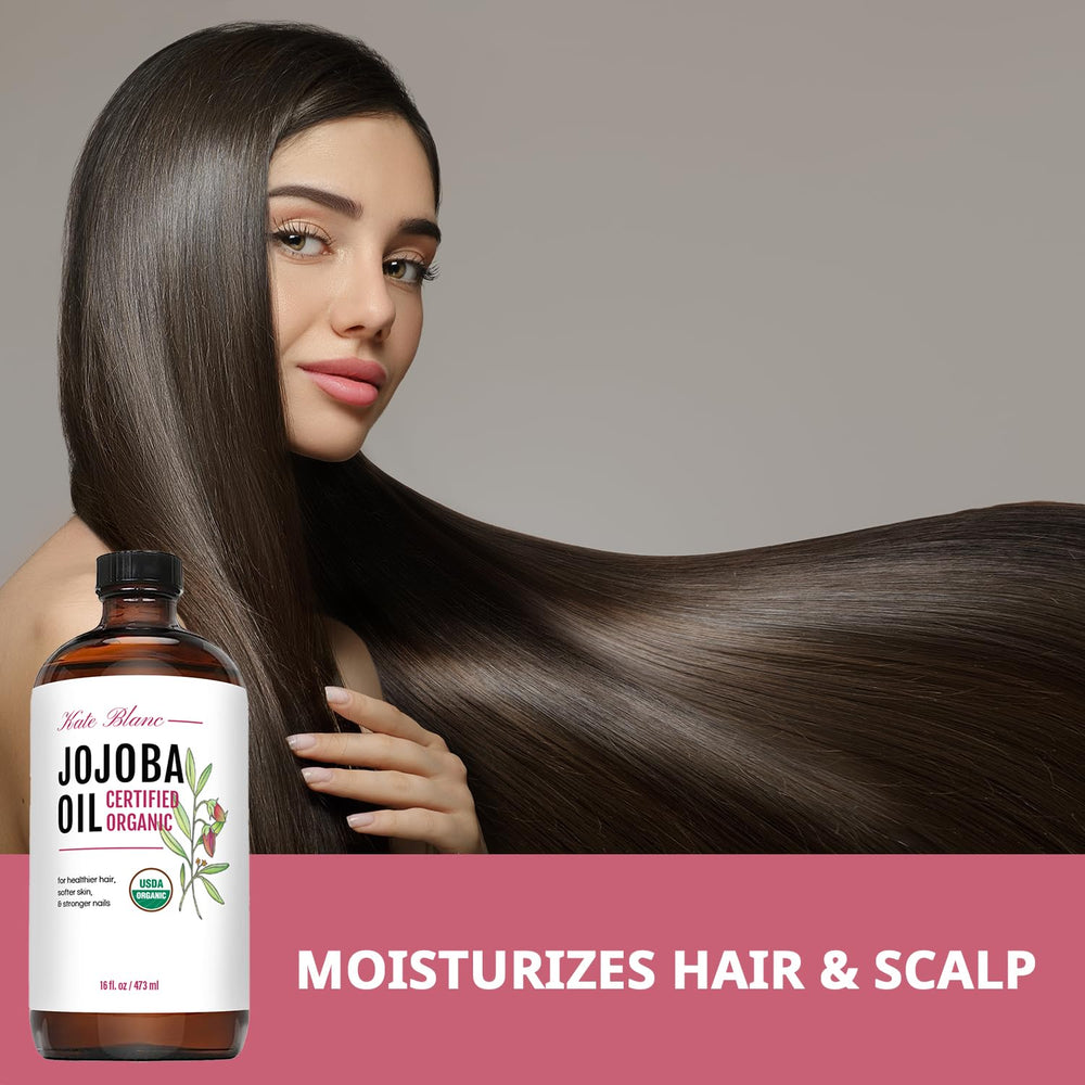 Kate Blanc Jojoba Oil used as beard and hair conditioning product.