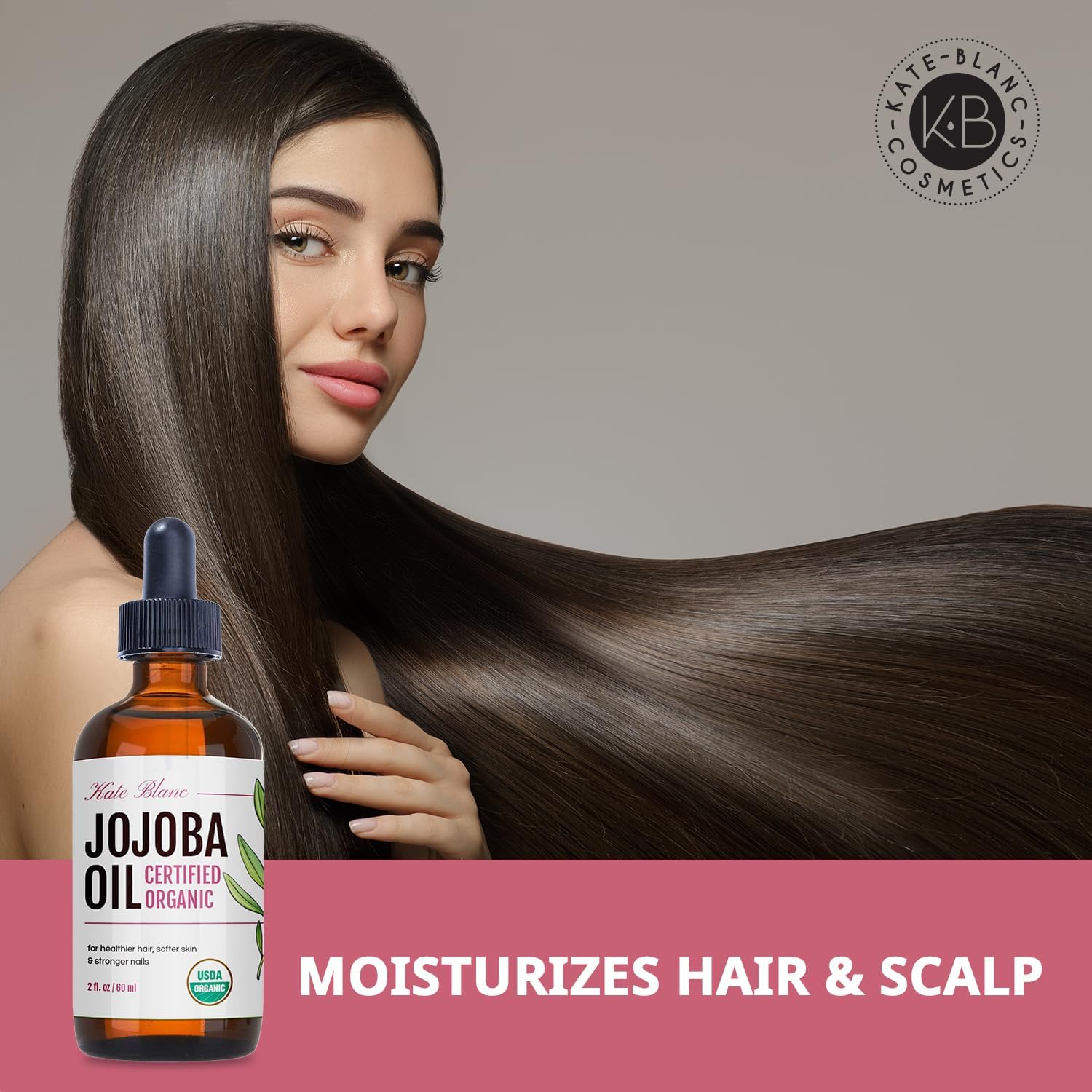 A few drops of Kate Blanc Jojoba Oil on the hand for daily moisturization.
