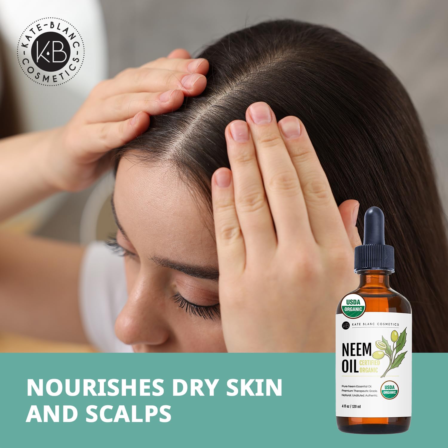 Kate Blanc Neem Oil dog coat care supports softness and coat health.