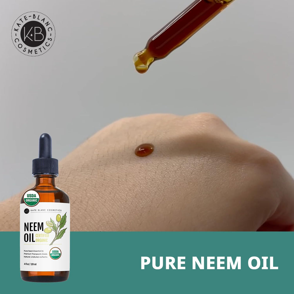 Kate Blanc Neem Oil face care highlights natural moisture and smoother skin.