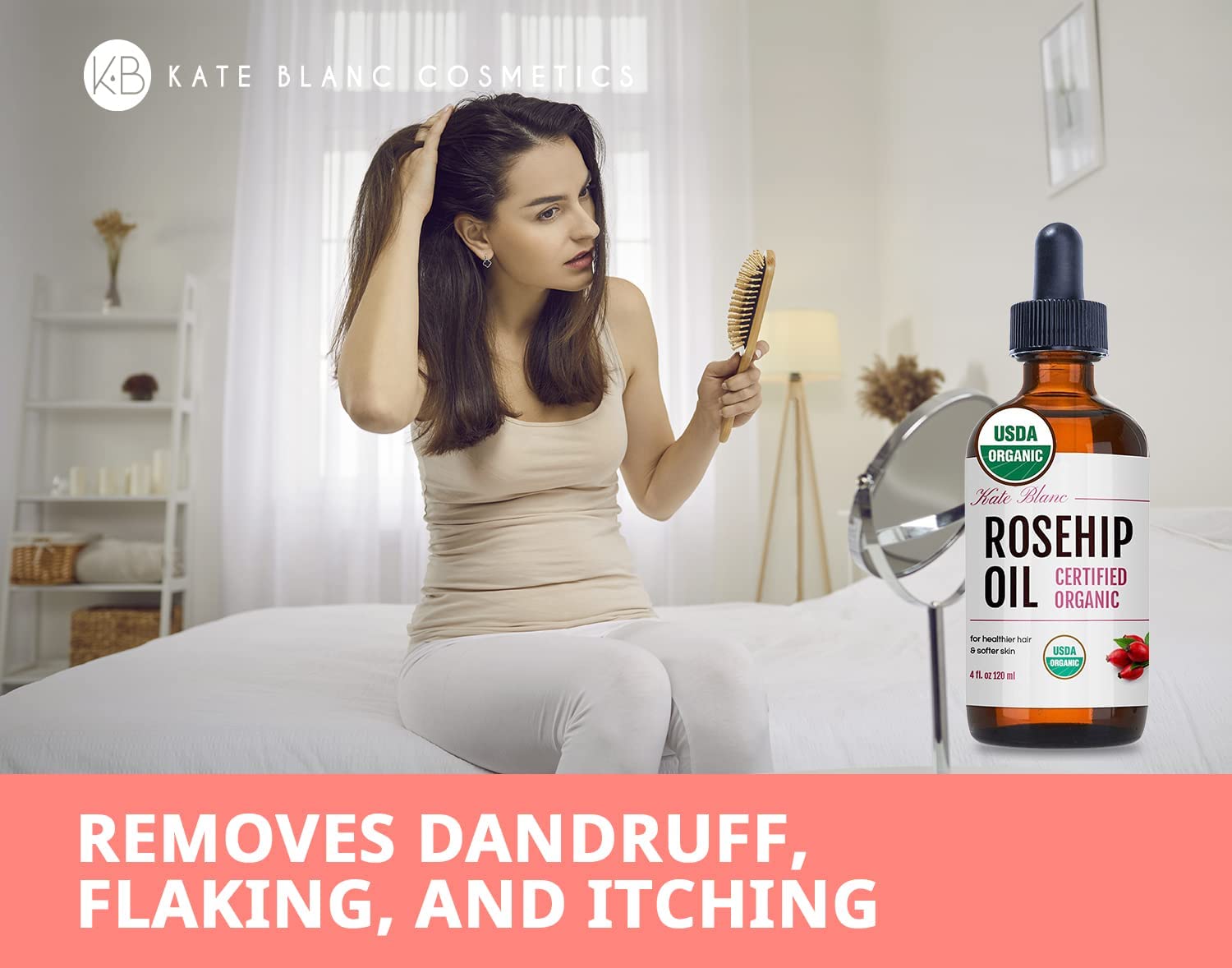 Kate Blanc Rosehip Oil helps hydrate dry skin with elasticity.