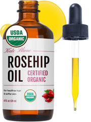 Kate Blanc Rosehip Oil bottle showing organic, lightweight hydration for the face.