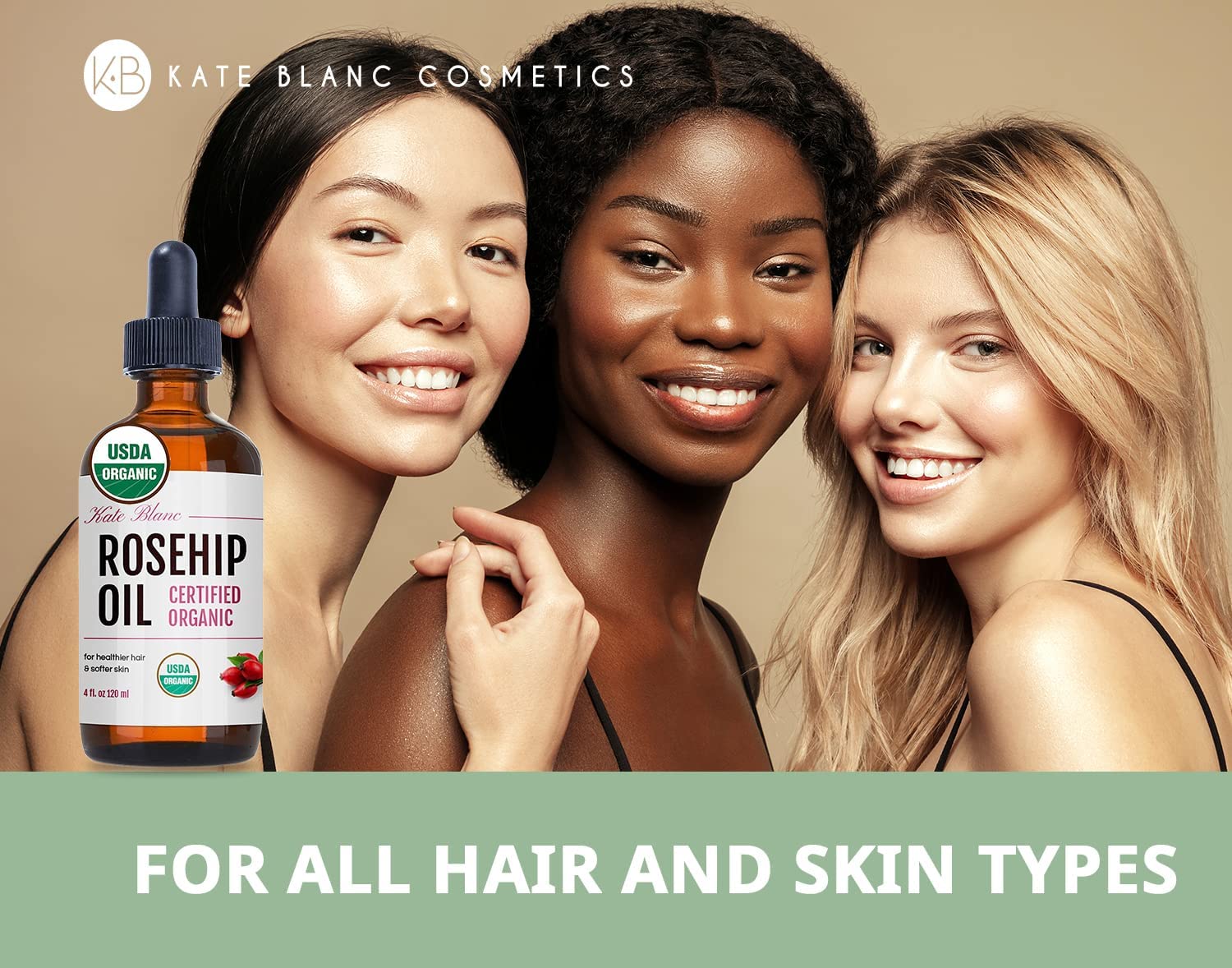 Kate Blanc Rosehip Oil supports hair ends and scalp moisture for natural shine.