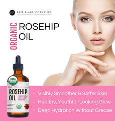 Kate Blanc Rosehip Oil with dropper enables precise, easy facial application.
