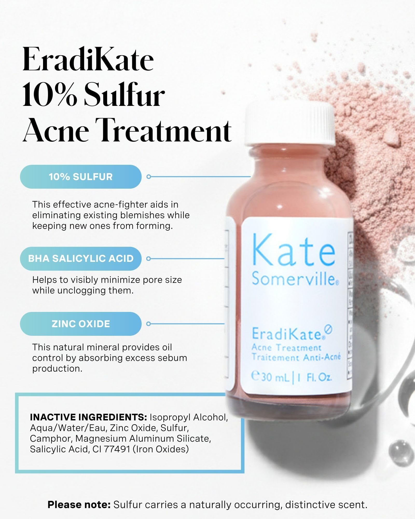 Pink sediment from EradiKate bottle ready to activate for treatment.