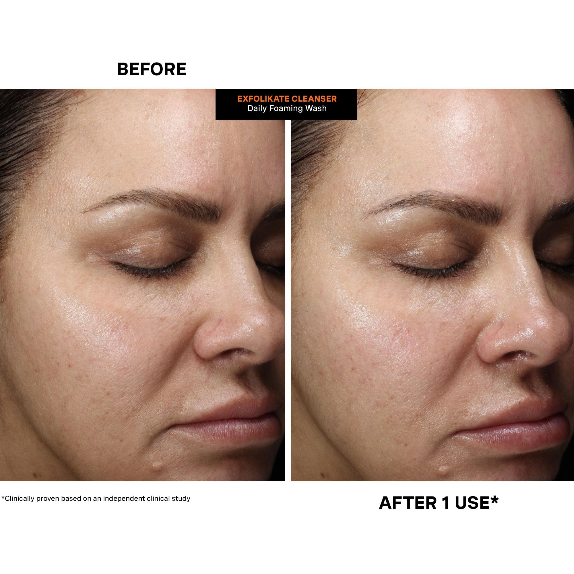 Rinse motion demonstrates easy removal leaving skin refreshed