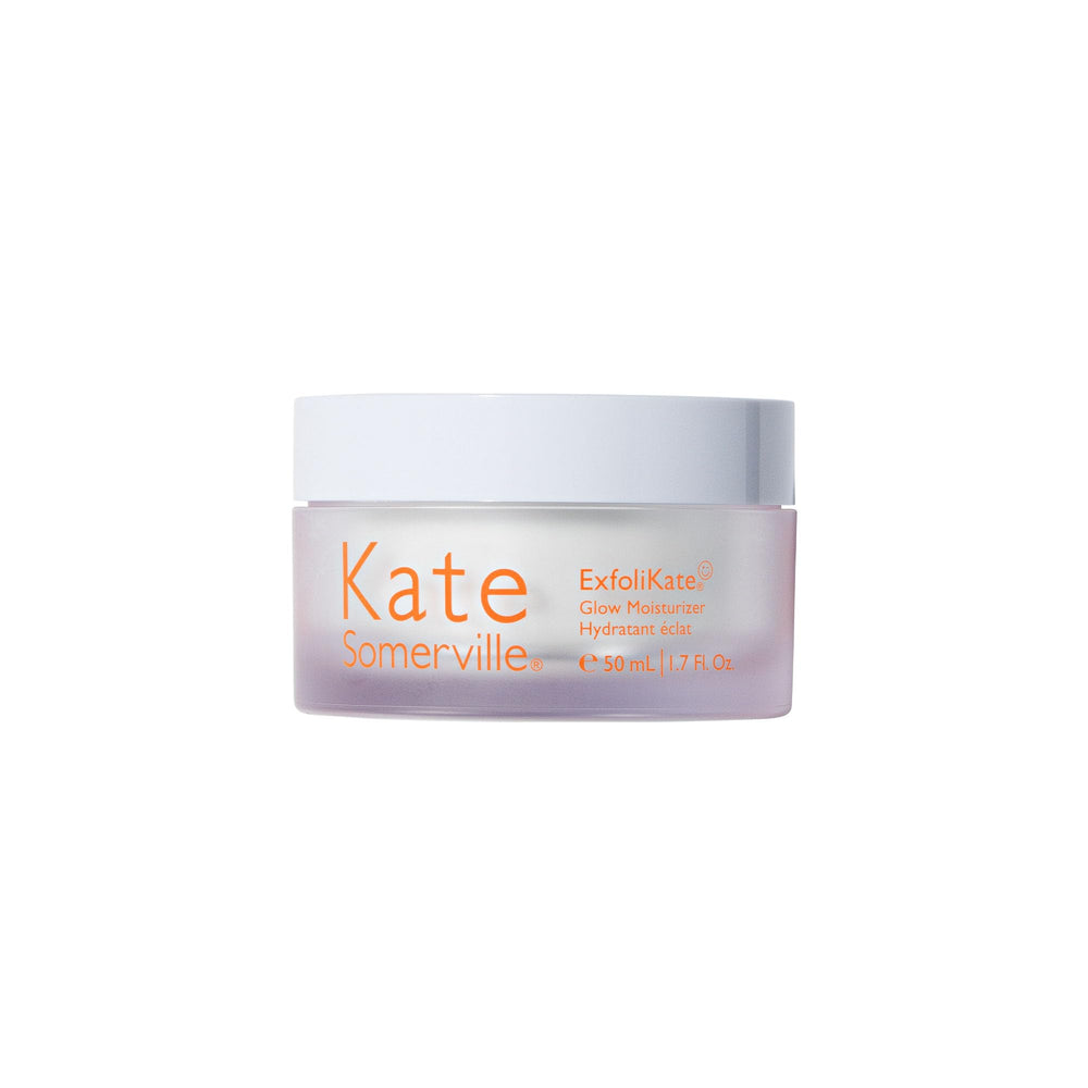 Kate Somerville ExfoliKate Glow Moisturizer on bathroom shelf in a vanity