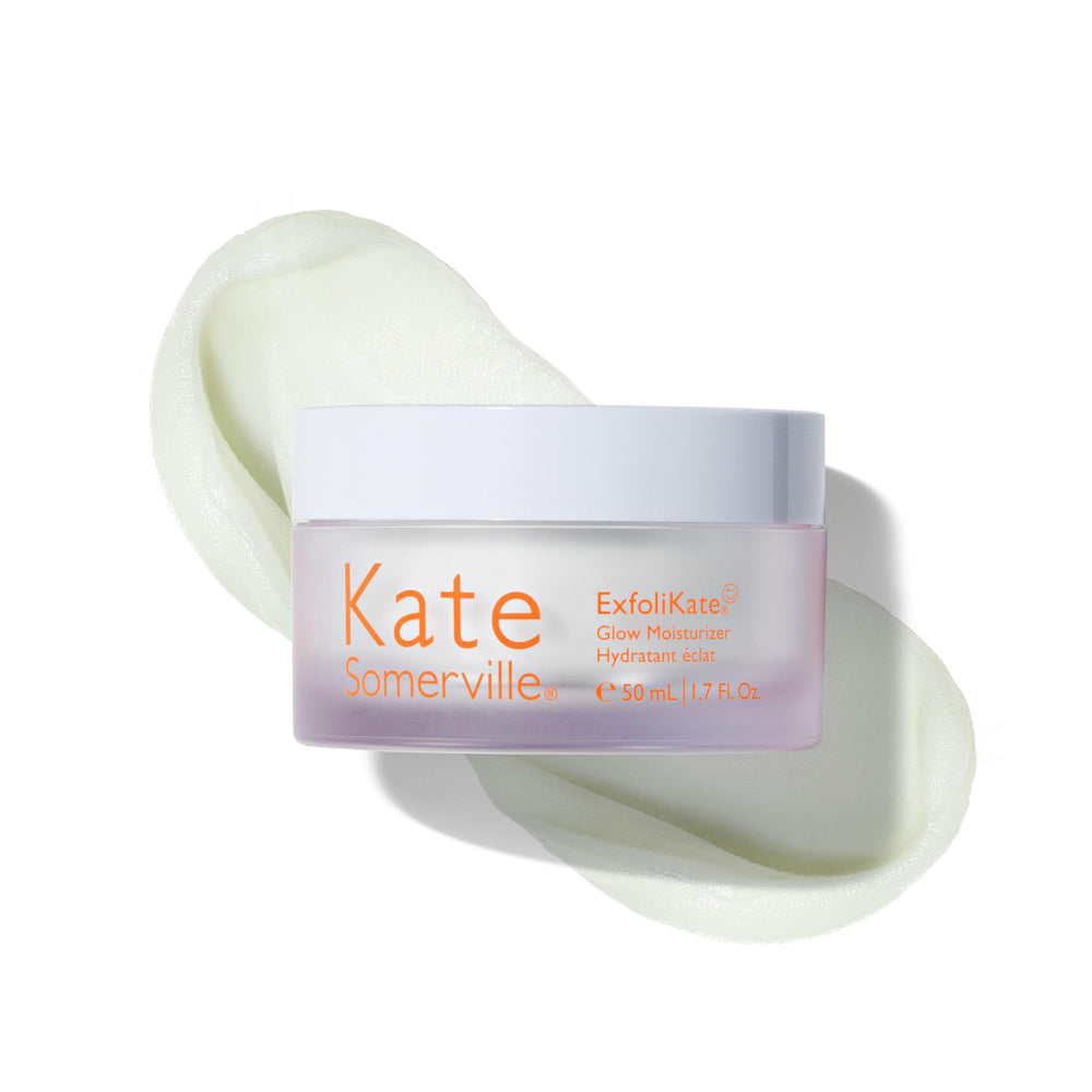Kate Somerville ExfoliKate Glow Moisturizer jar closeup showing smoothing texture