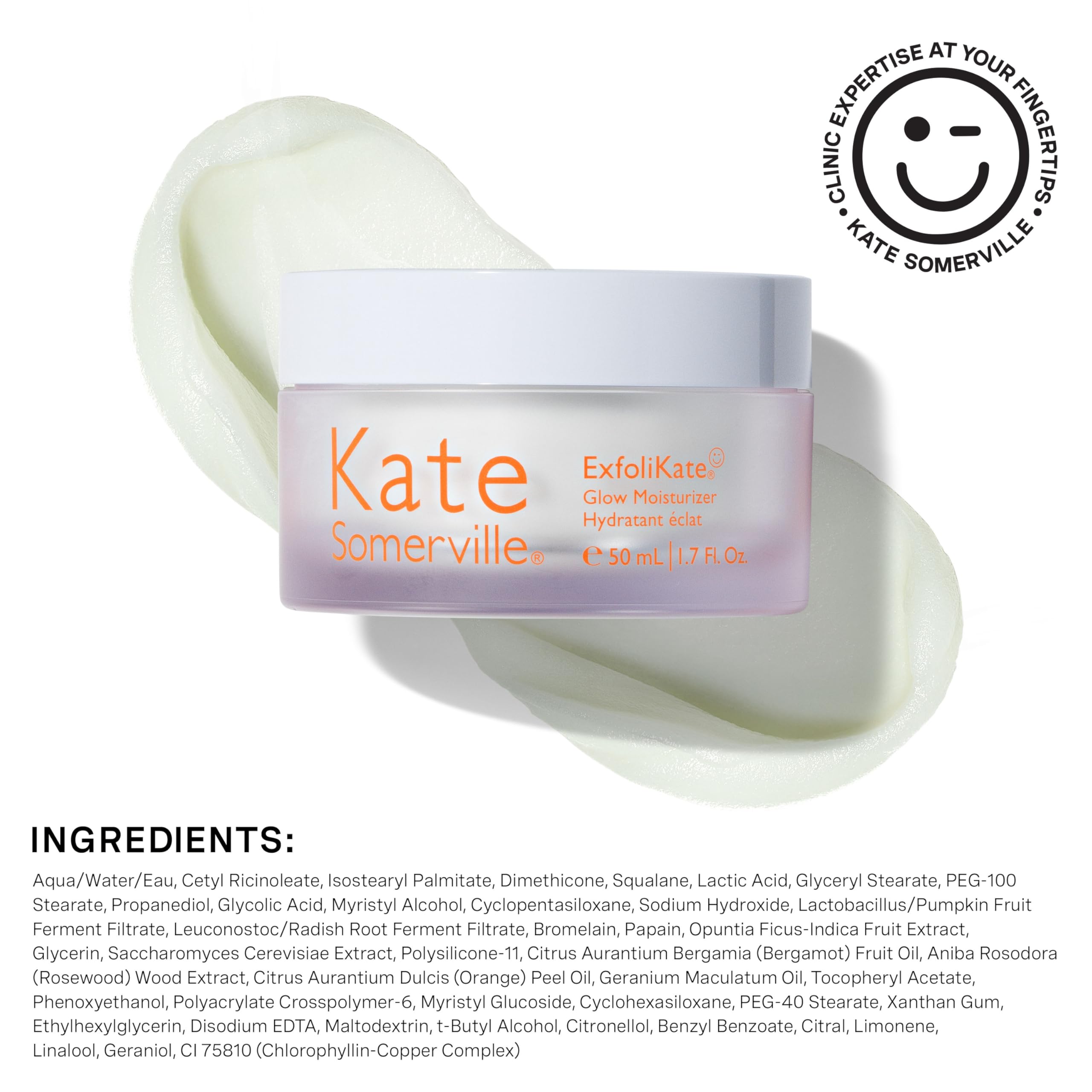 Kate Somerville ExfoliKate Glow Moisturizer on hand showing moisturized glow