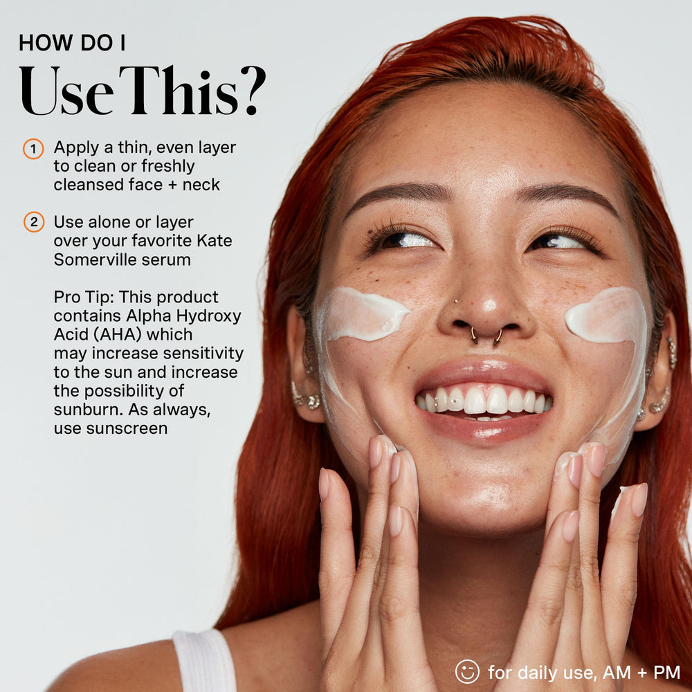 Kate Somerville ExfoliKate Glow Moisturizer packaging conveys clean formula