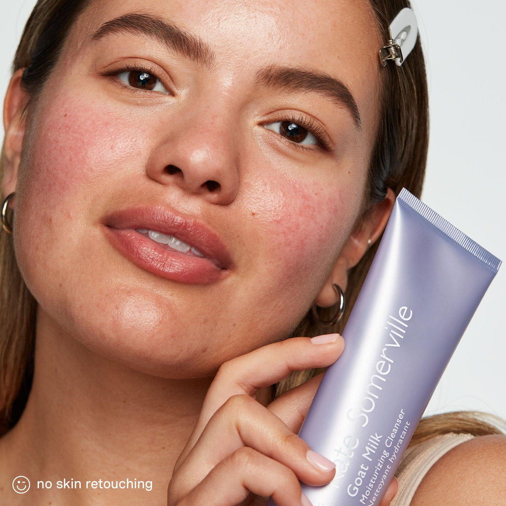 Morning routine with Kate Somerville Goat Milk Moisturizing Cleanser for fresh skin.
