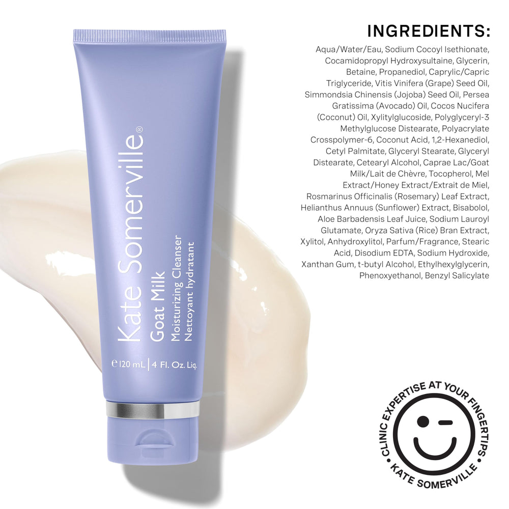 Sensitive skin close-up showing gentle cleansing with Kate Somerville product.