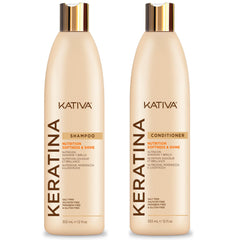 KATIVA Keratin Pack bottle close-up for nourished, shinier hair