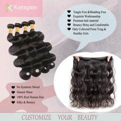 Katspon 12A body wave bundles 22 inch for mid-length glamour and smooth texture