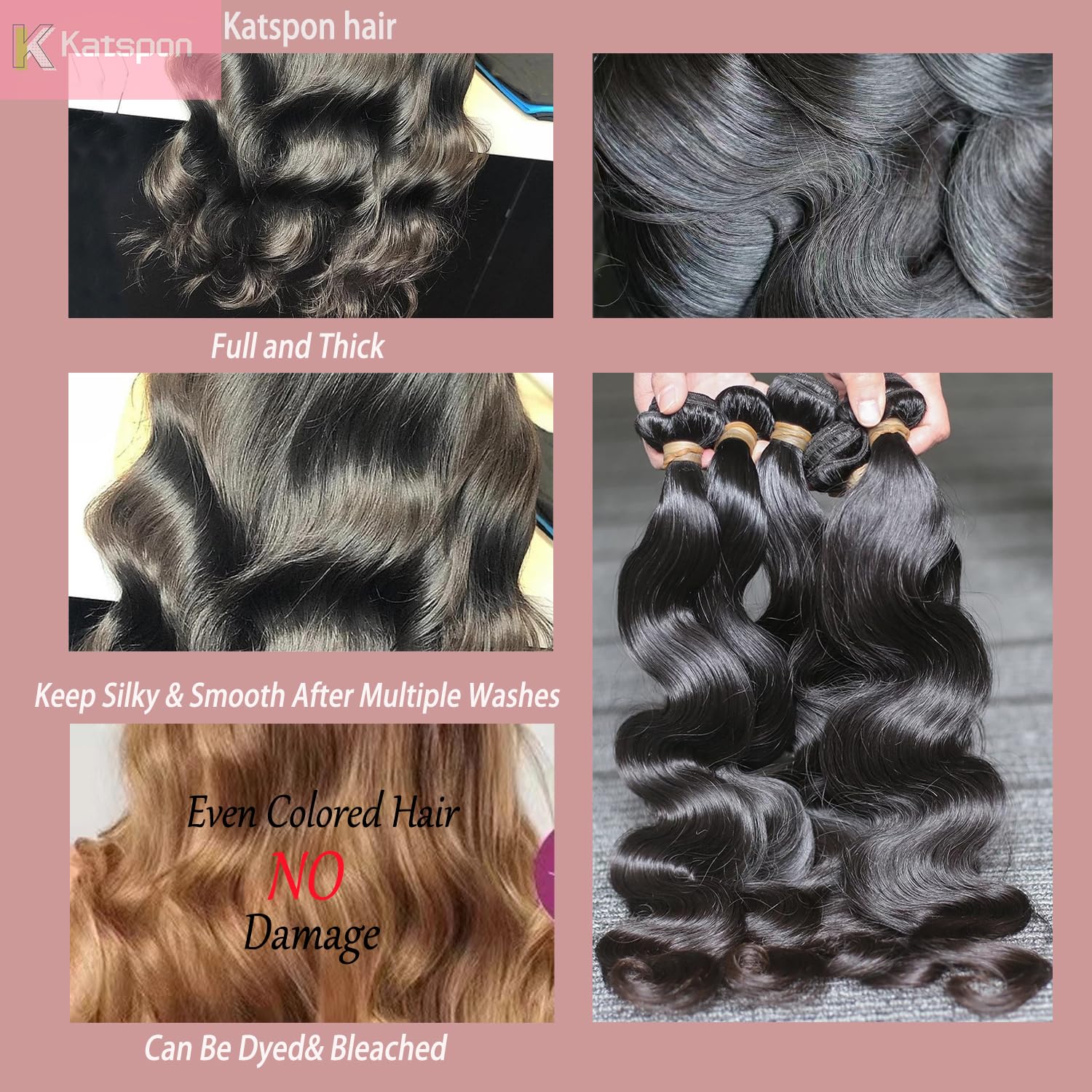 Katspon 12A body wave bundles 26 inch for dramatic length and bounce