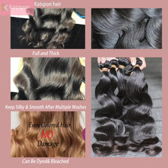 Katspon 12A body wave bundles 26 inch for dramatic length and bounce