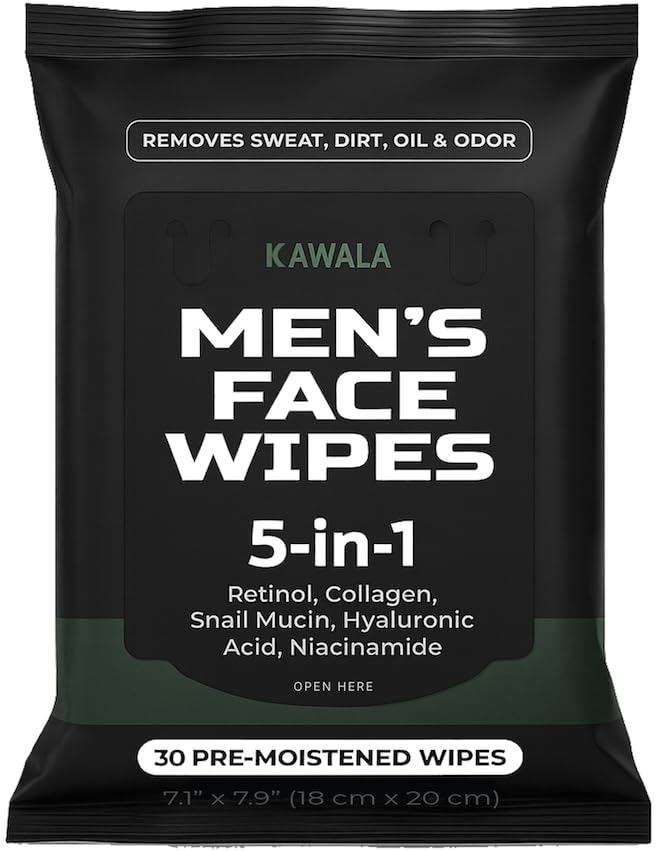Kawala toallitas 5-en-1 para hombre con fragancia a bosque, limpieza rápida tras el gimnasio.