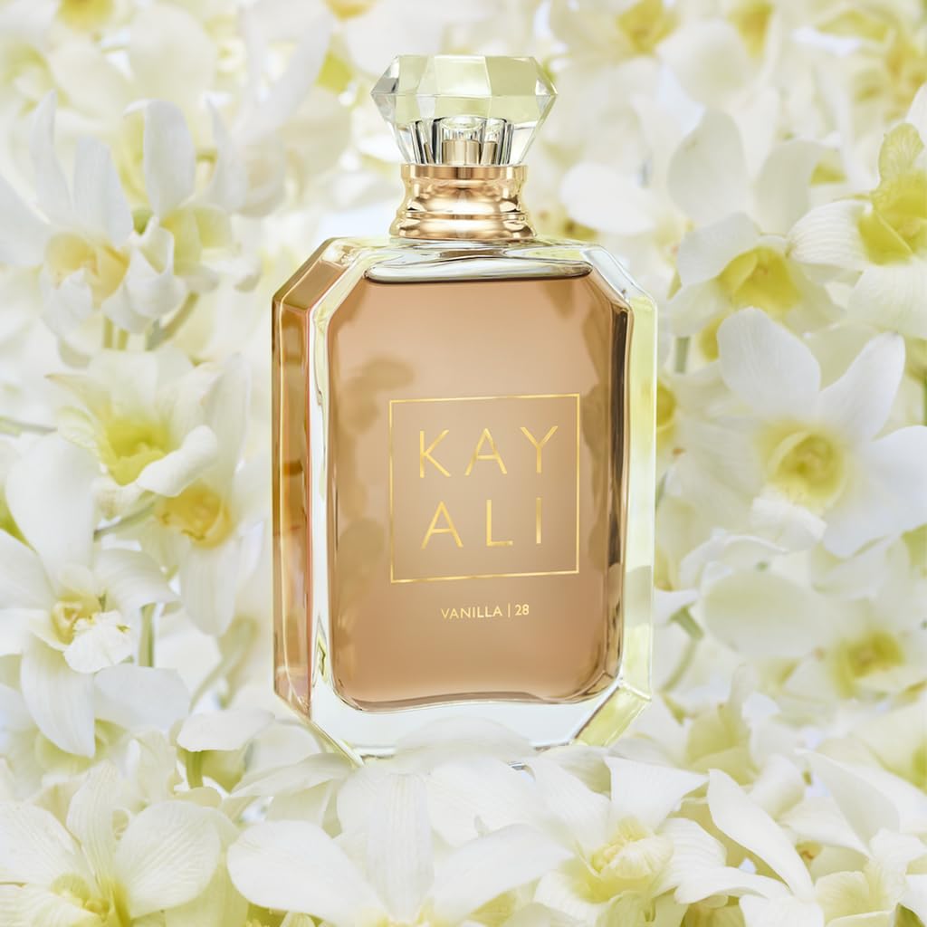 Kayali Vanilla 28 bottle front shows premium design for daily luxury.