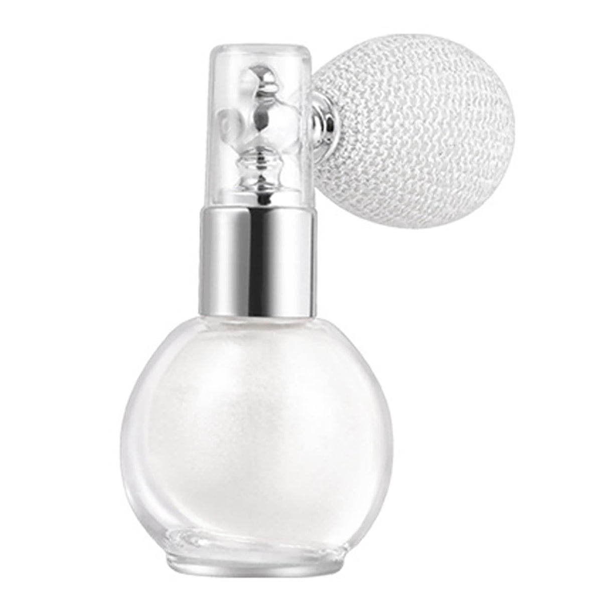 Kaynest Face and Body Highlighter Spray close-up showing pearl-white glow on skin for luminous contours.