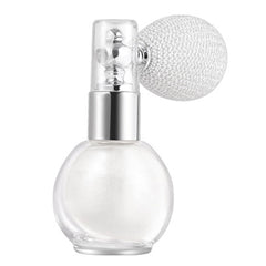 Kaynest Face and Body Highlighter Spray close-up showing pearl-white glow on skin for luminous contours.