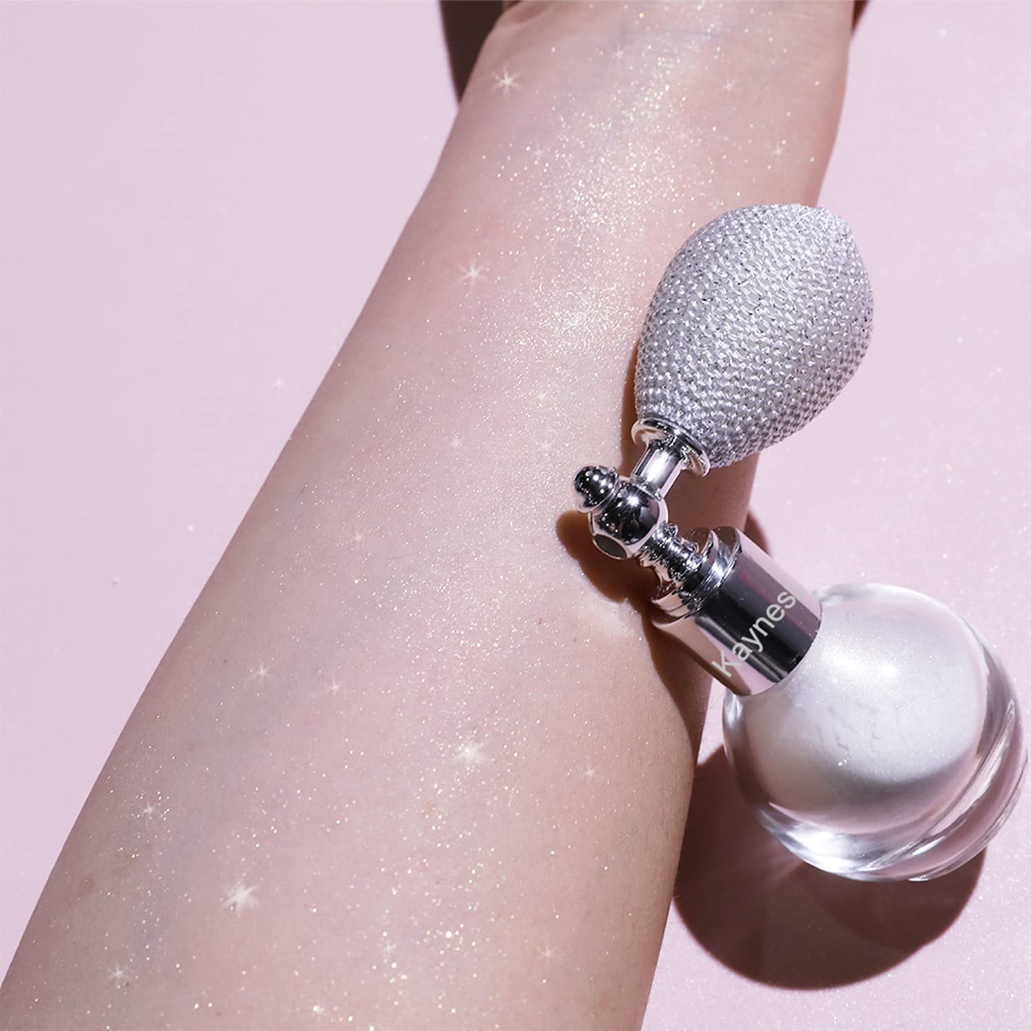 Kaynest hair glitter spray adding subtle sparkle for finished style.