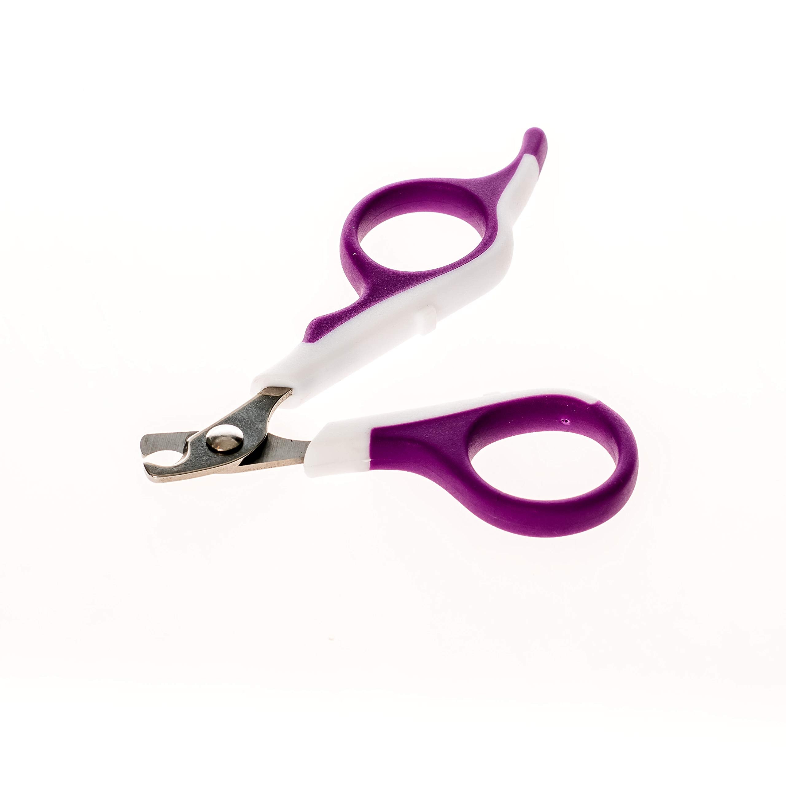 Kaytee Pro-Nail Trimmer Purple in-use demonstrates safe pet grooming.