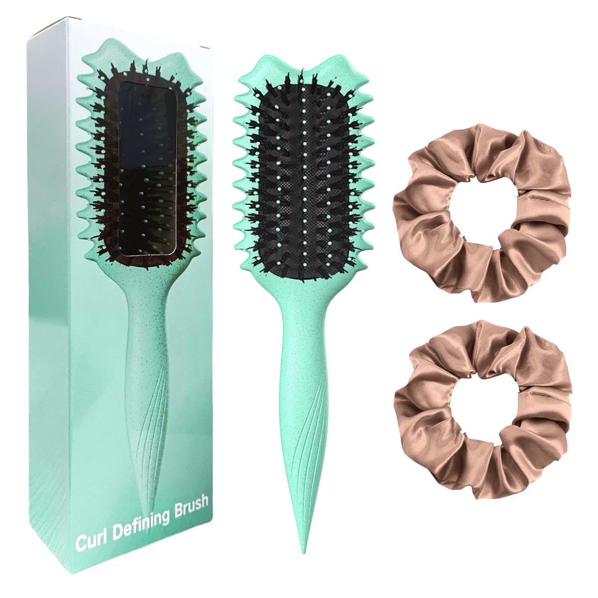 Kazunark Curly Hair Brush with boar bristles for gentle detangling and curl definition.