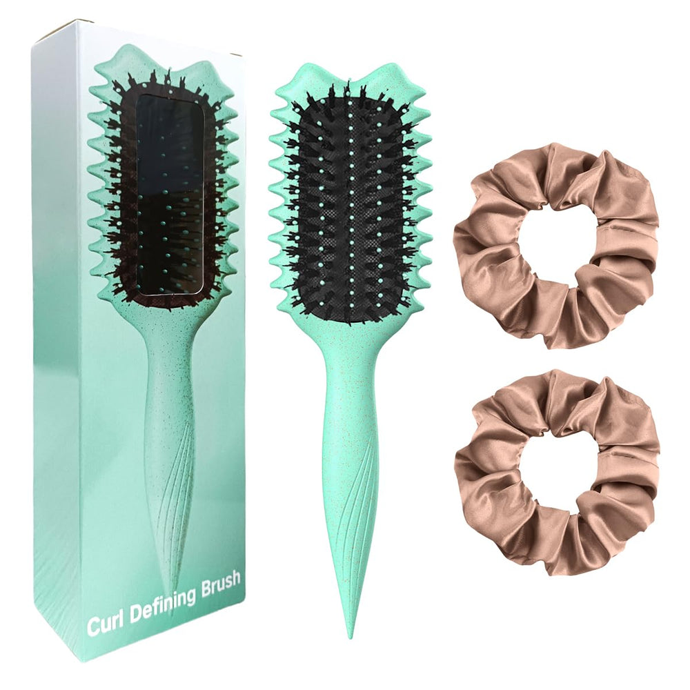 Kazunark Curly Hair Brush with boar bristles for gentle detangling and curl definition.
