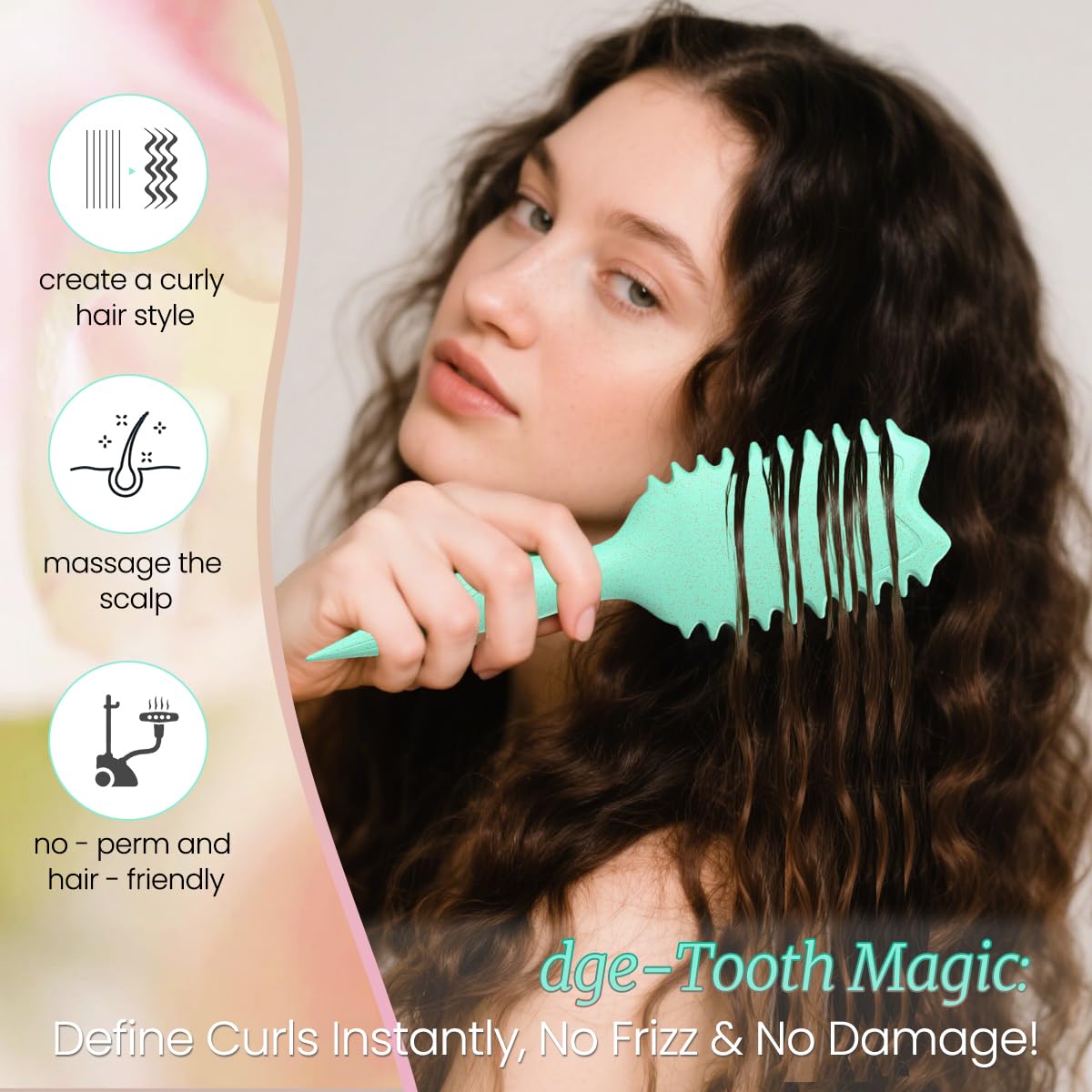 Kazunark Curly Hair Brush with ergonomic handle for effortless styling on busy mornings.