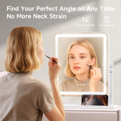 Kcavvi vanity mirror in height-adjustable setup for sitting or standing grooming