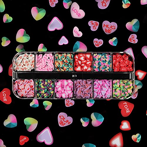 KCXUUYS Sweet heart polymer clay slices for nail art and crafts.