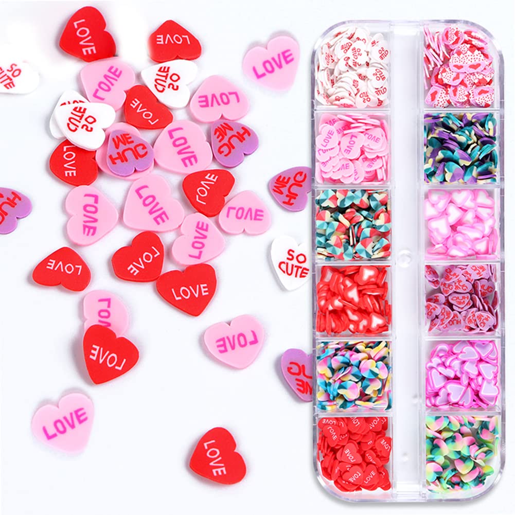 KCXUUYS Valentine heart slices glitter for nails, ideal for DIY manicures.