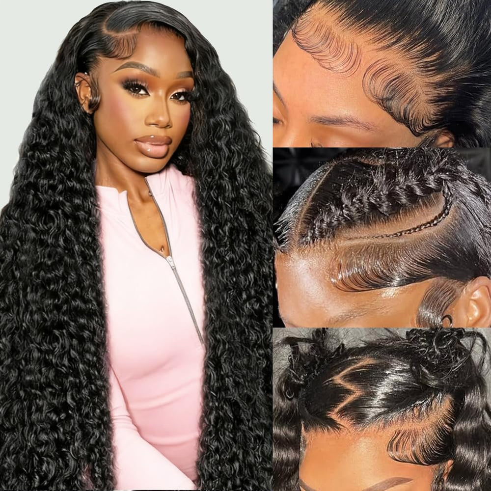 Kdmidun deep wave lace front wig 28in for natural volume and styling versatility.