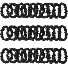 KECUCO satin hair scrunchies in black, smooth and gentle on hair for daily wear.