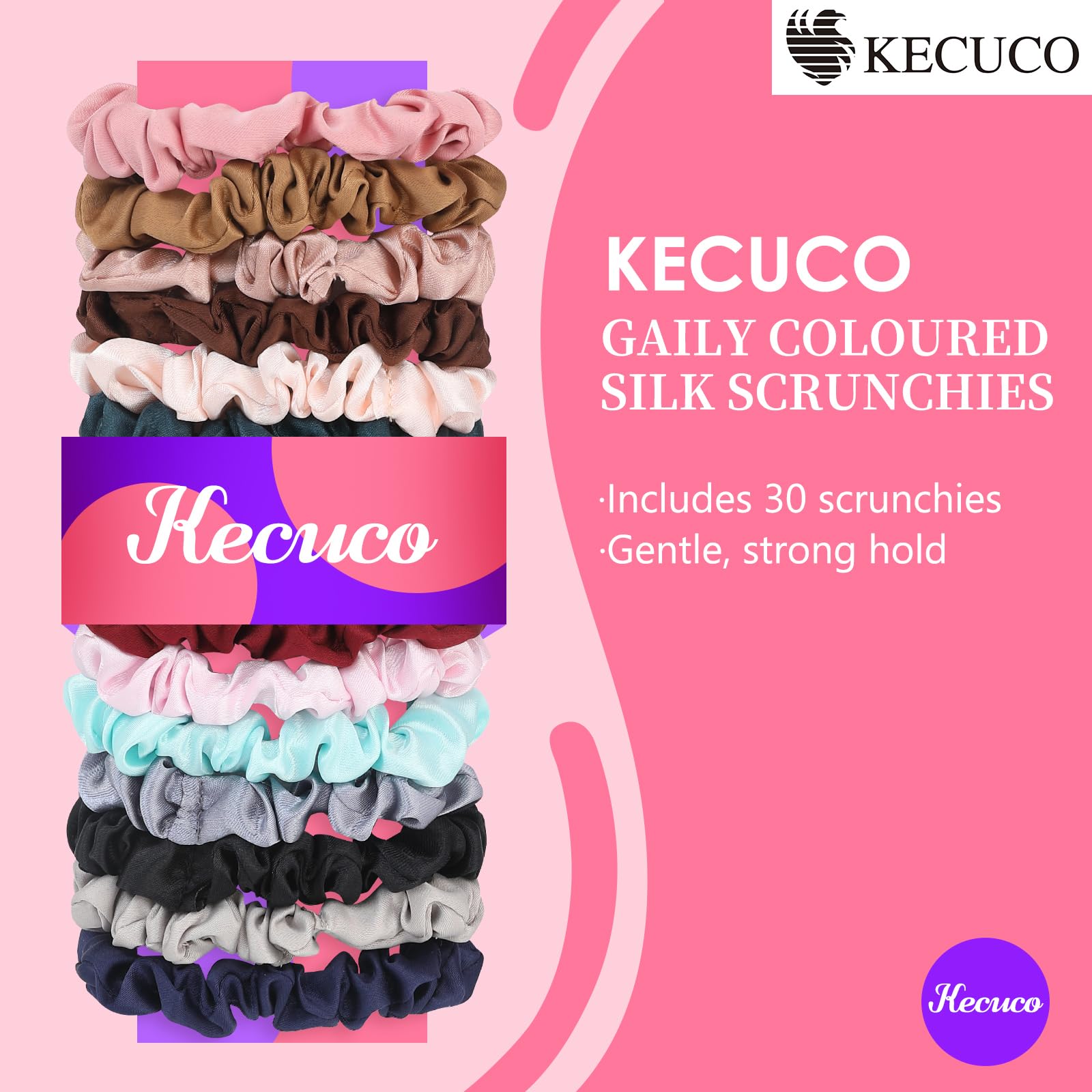 KECUCO spiral satin hair tie with smooth glide