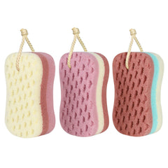 KECUCO bath sponge in blue shows large size for rich lather during shower
